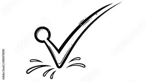Vector Illustration Checkmark Symbol with Splash Effect on White Background