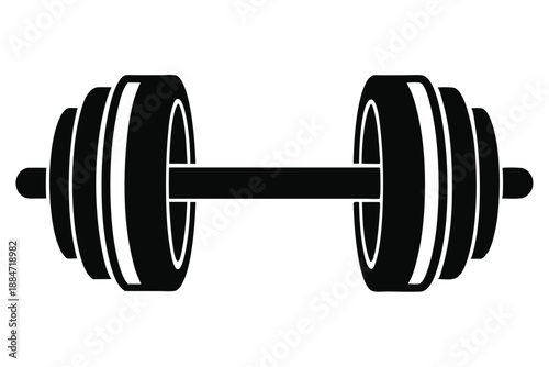 dumbbell silhouette line art vector illustration with a white background