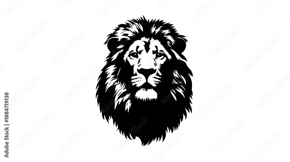 custom made wallpaper toronto digitalA stark, minimalist illustration of a lion's head, created with bold black lines