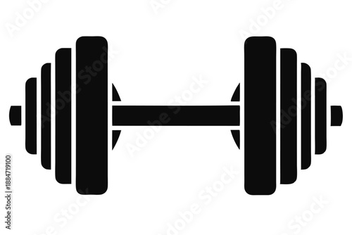 dumbbell silhouette line art vector illustration with a white background