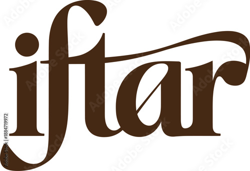 Elegant Iftar calligraphy in brown script for Ramadan and Islamic celebrations