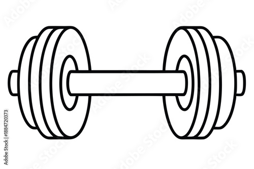 dumbbell silhouette line art vector illustration with a white background