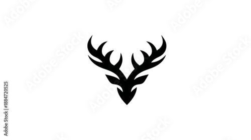 A stylized illustration of a stag's head, presented in bold black lines against a white backdrop