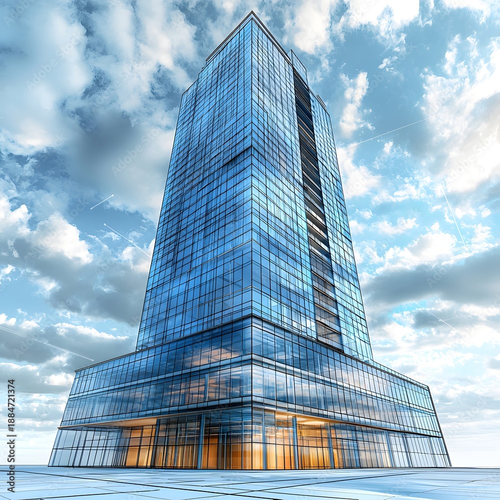 Fototapeta premium Skyscraper futuristic blueprint architecture digital tower structural design picture