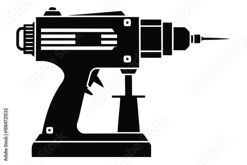 drill machine silhouette line art vector illustration with a white background