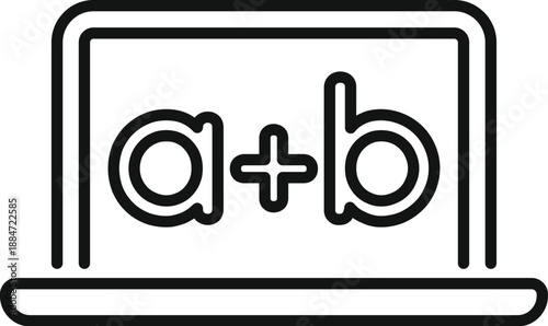 Laptop screen displaying a plus b online, representing e learning math education and calculation