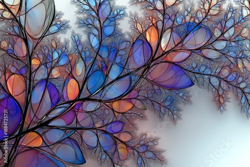 AI-generated image of beautiful, sheer, lusciously-colored organic plant-like designs