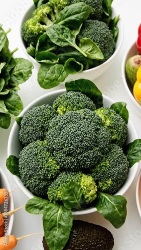 Healthy And Fresh Vegetables: Broccoli, Spinach, Carrots, Avocado and Bell Peppers