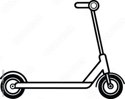  Skate scooter silhouette,  urban transport, black and white