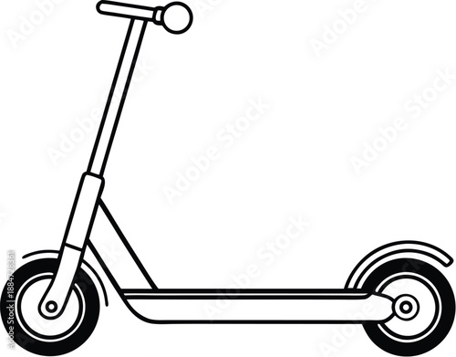  Skate scooter silhouette,  urban transport, black and white