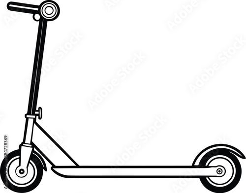  Skate scooter silhouette,  urban transport, black and white