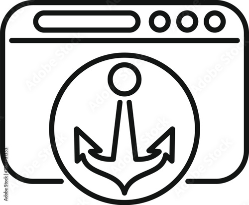 Web browser window showing an anchor icon, representing a website link or backlink