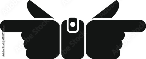 Two hands with indexes pointing left and right, representing decision making