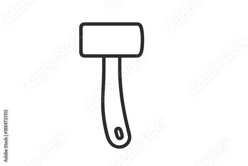 Tool Line Icons. Line style icons of Tools: mallet outline, handle arc, striking face, compact form, simple grip, functional shape