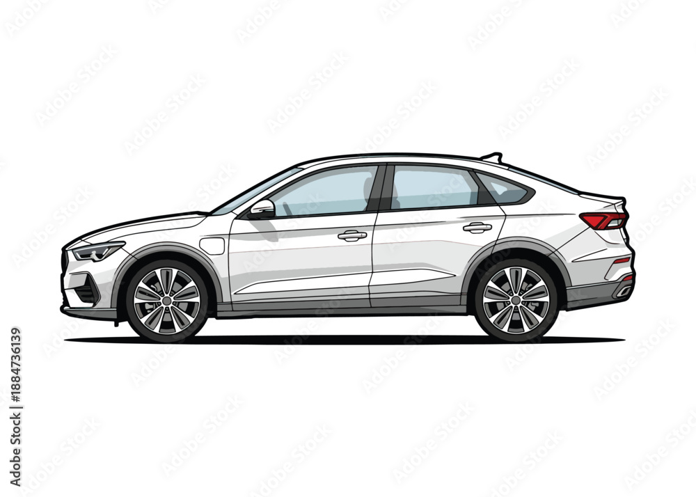 Fototapeta premium Scalable Car Vector Template – Clean Vehicle Outline on White Background