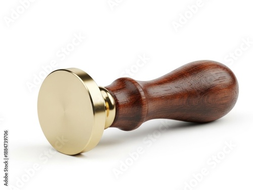 Presidents Day Golden wax seal stamp with wooden handle on white background