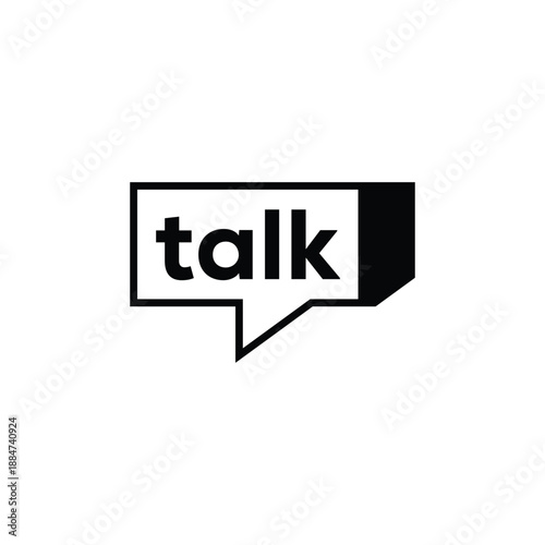 Typography talk logo design, chat bubble communication symbol vector icon concept