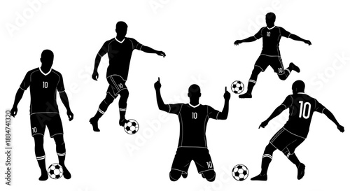 Silhouettes of Soccer Players in Dynamic Motion 