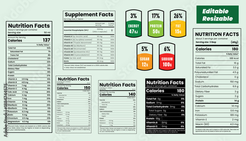 nutrition facts label, supplement facts, vitamin facts, nutrition fact vector illustration, nutrition Template.