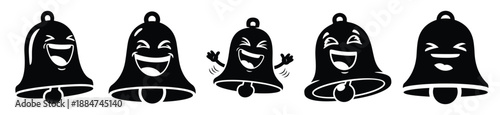 Silhouette of cartoon laughing bell vector icon set. Funny silhouette design vector stock illustration