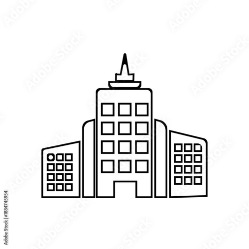 Simple line single building icons.