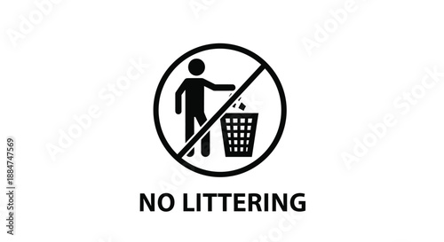 No littering symbol a person attempting to discard trash into a bin