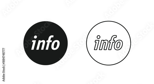 Two circular info icons one black and one white displaying the text info