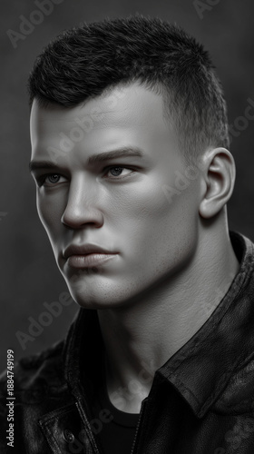 portrait of a model man black and white