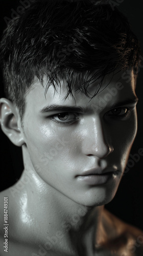 portrait of a model man black and white