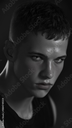 portrait of a model man black and white