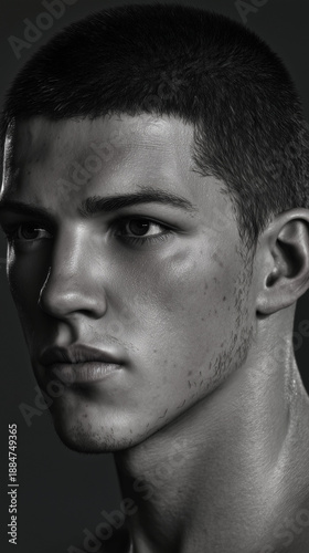 portrait of a model man black and white