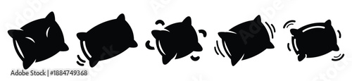 Silhouette of silly bouncing pillow vector icon set. Funny silhouette design vector stock illustration