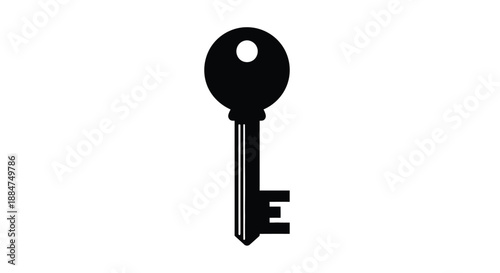 Simple black silhouette of a traditional key with a simple keyhole