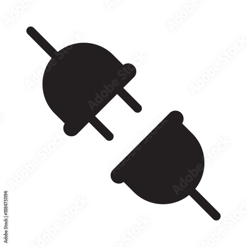Black disconnected electrical plugs icon representing lost power network connection failure or offline status for