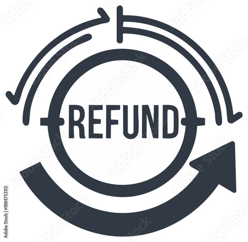 Circular Refund Icon with Arrows Symbolizing Return Process
