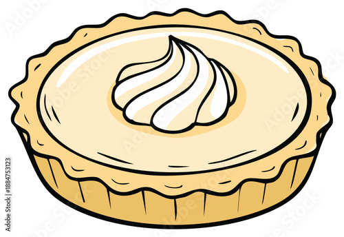 Delicious pastry with cream filling and whipped cream topping dessert food cartoon