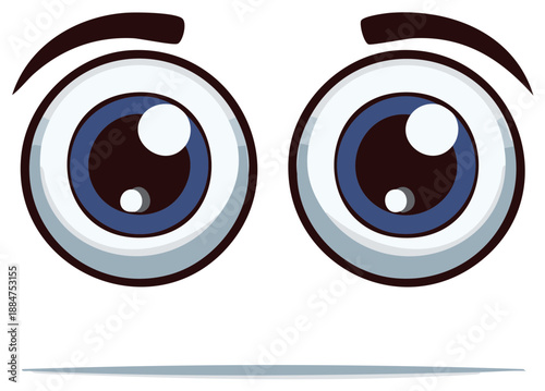 Wide-Eyed Cartoon Eyes Expressing Surprise and Curiosity against a White Background