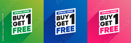 Buy One Get One Free Sale Banner Set With Color Variations