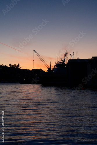 sunset sea seattle port harbor