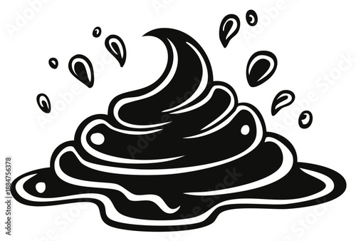 Cartoon Pile of Poop Splashing and Dripping Wet Mess