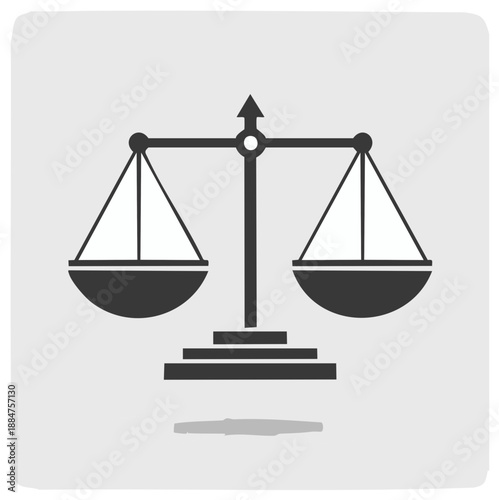 Iconic justice scales symbol graphic design with balanced pans and simple clean lines