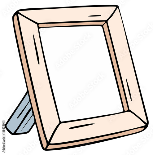 Cartoon style wooden picture frame with easel back, copy space for image or text