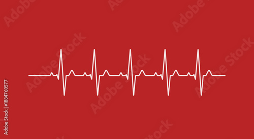 Heartbeat rhythm on red background medical pulse line cardiogram pattern vector