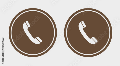 Brown telephone icons on white background for communication and contact purposes in business and design