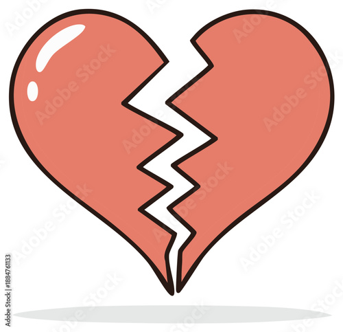Cartoon-style broken heart illustration
