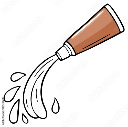 Tube with Flowing Cream or Paint Cartoon Illustration