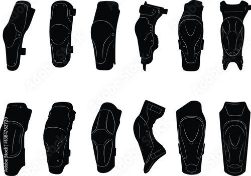 Motorcycle, Protection, Safety, Gear, Guard, Knee, Shin, Rider, Armor, Impact, Sport, Racing, Equipment, Biker, Silhouette, Vector, Icon, Illustration, Design, Accessory