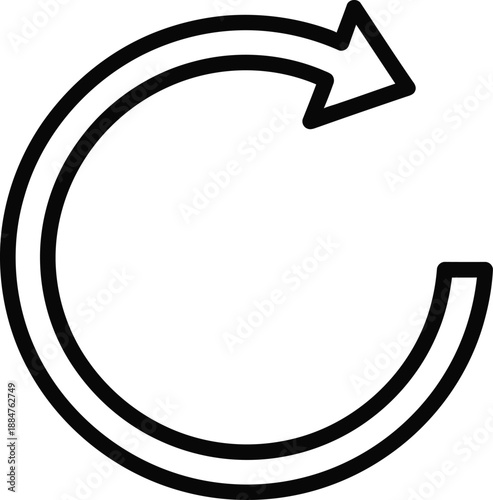 Simple black arrow in circular motion