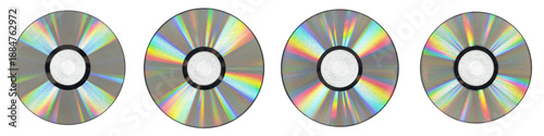 Isolated CD DVD Disc PNG Set, Realistic Blank Compact Disk Media Template, Iridescent Rainbow Spectrum Reflection, 3D Digital Storage Data Plastic Design Bundle