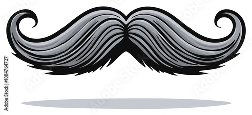 Classic Gray Moustache Design Graphic Element, Victorian Era Style Moustache for T-shirt Printing